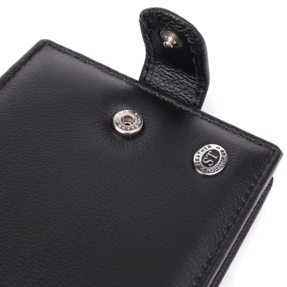 Чоловічий горизонтальний шкіряний гаманець, чорний (ST Leather) Київ - фото 16