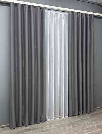Комплект готових штор VR-Textil Bagema Rvs № 1244ш Сірий 140х290 см 2 шт (39-0063) Київ