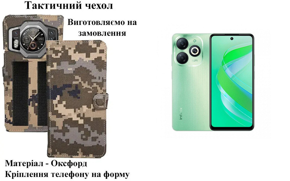 Тактический чехол для Honor X8b, Honor X9b, крепится к снаряжению на липучке Киев - изображение 1