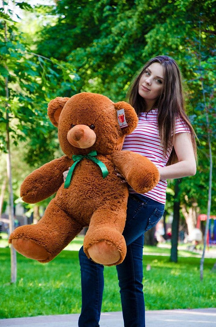 Плюшевий ведмедик М'яка іграшка Томии 100 см Коричневий Тернопіль - фото 1