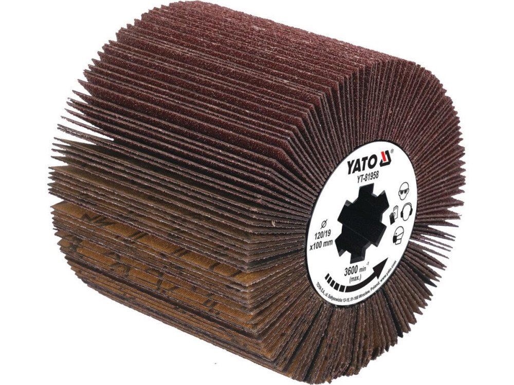 Щітка-вал до шліфувально-брашувальної машинки YATO з абразивних пелюстків, Ø= 120/19, шир.- 100 мм Одесса - изображение 1