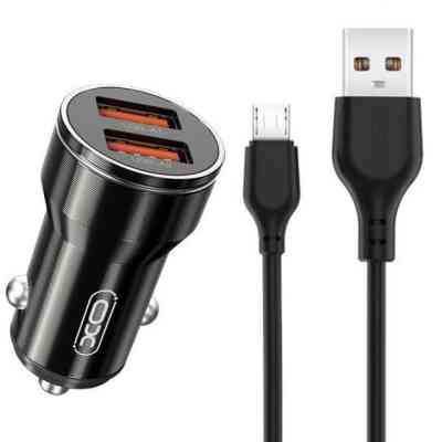 Зарядний пристрій XO CC48 Smart Metal 2USB + cable MicroUSB (XO-CC48m-BK) Вінниця