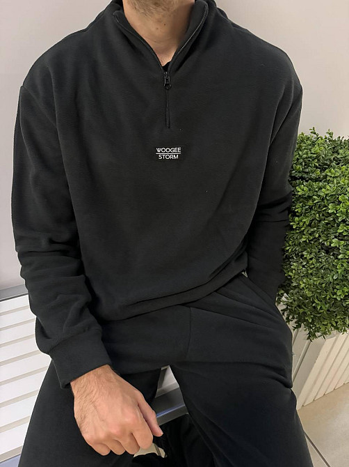 Мужской теплый костюм двойка из двухстороннего плотного флиса Черный, 46/50 Одесса - изображение 6