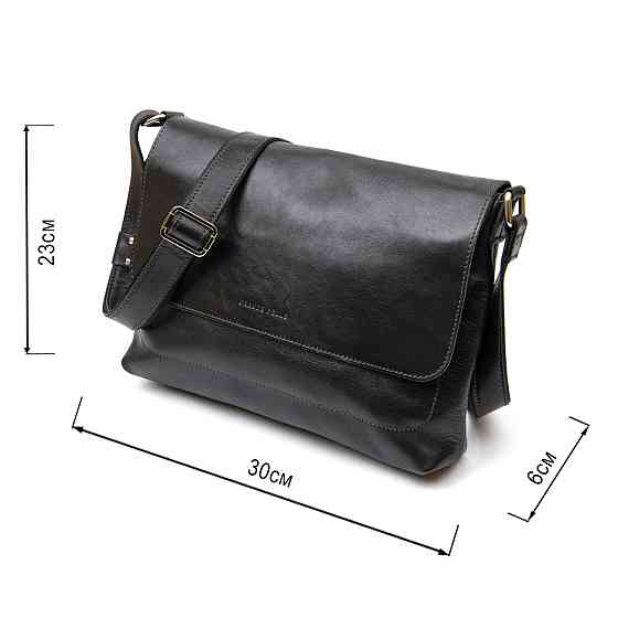 Кожаная мужская прямоугольная сумка GRANDE PELLE 11429 Черный Киев