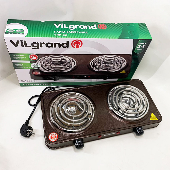 Мини электроплита ViLgrand VHP132 2000 Вт, Мини электрическая плита, Електрическая настольная плита GW-98 Львов - изображение 1