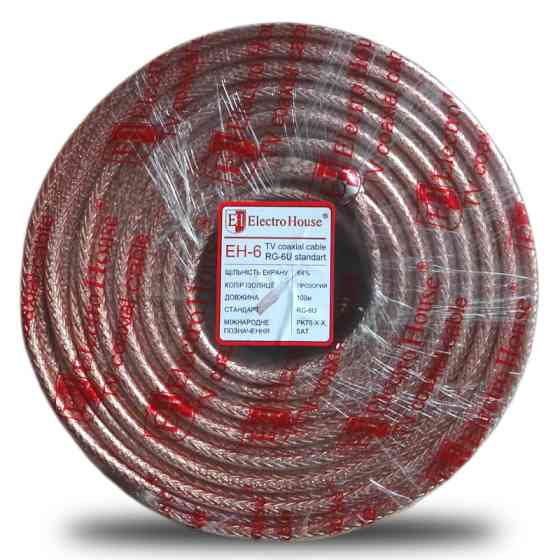 Кабель коаксиальный RG-6U 64% обмеденная сталь 1.02 силикон, прозрачный, 100 м Днепр