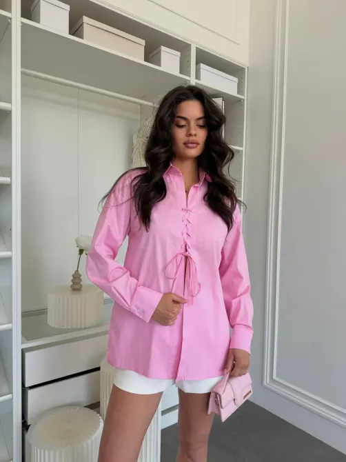 Жіноча сорочка oversize з преміум котону Туреччина — чорний, барбі, молоко Одеса - фото 10