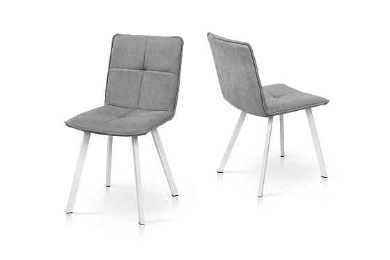 Стілець Тетріс, метал білий/ тканина світло сіра Київ