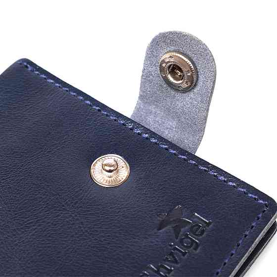 Компактное кожаное портмоне для мужчин Shvigel 16465 Синий Киев