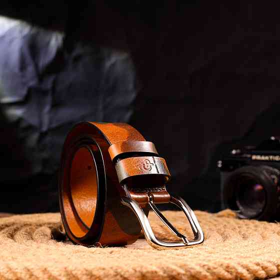 Ремінь для чоловіків у стилі мілітарі з натуральної шкіри Grande Pelle 21478 Коричневий Київ