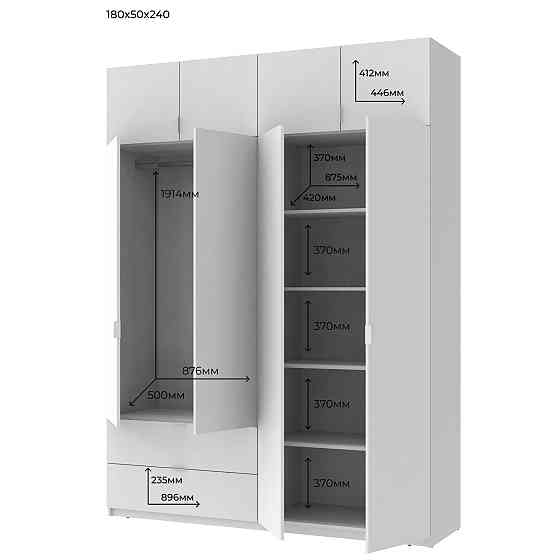 Шкаф распашной с антресолью Doros Лукас 180х50х240 см Белый (DRS-011191) Днепр