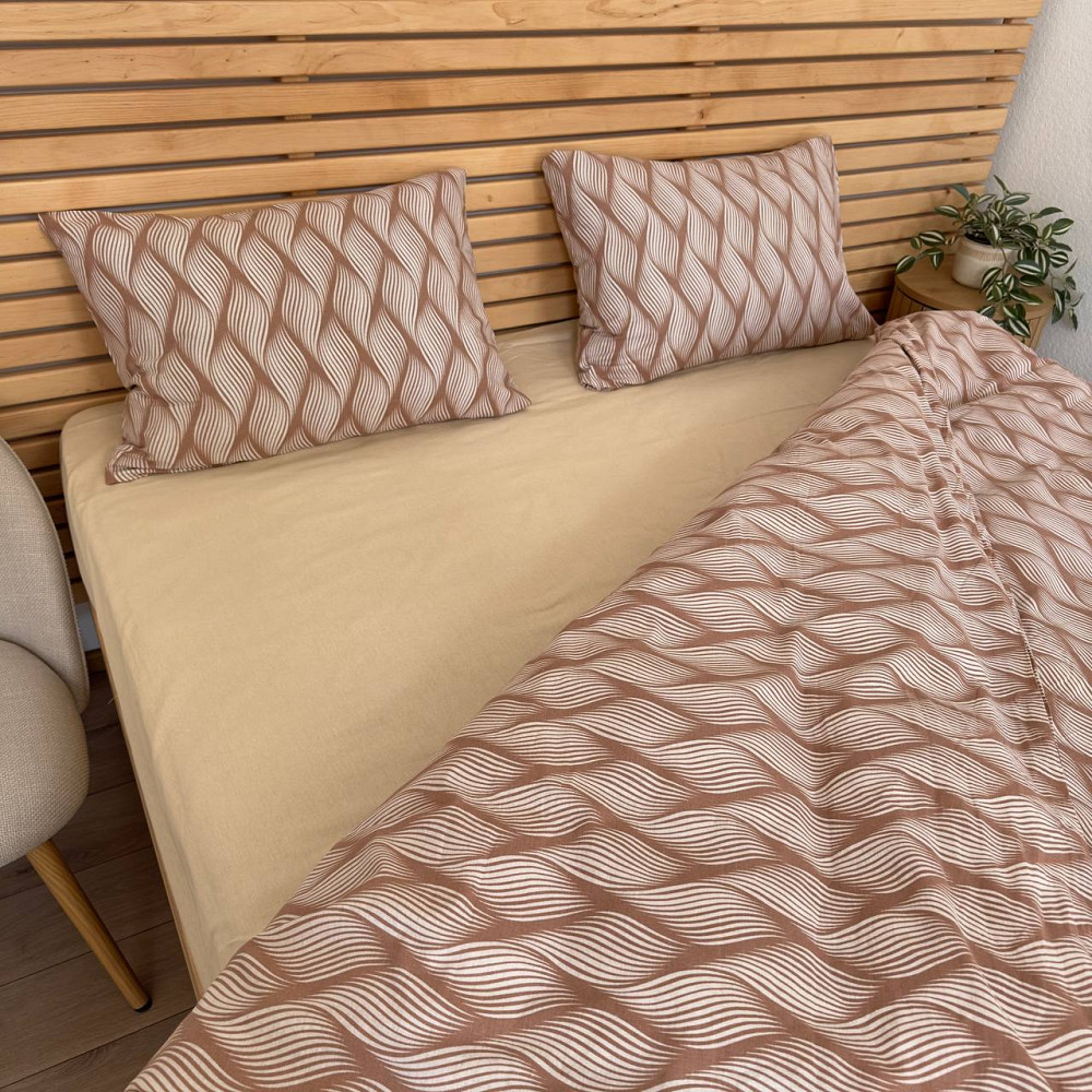 Постельное белье бязь Евро Орнамент 100% хлопок YouStar (Бежевый) Сумы - изображение 5