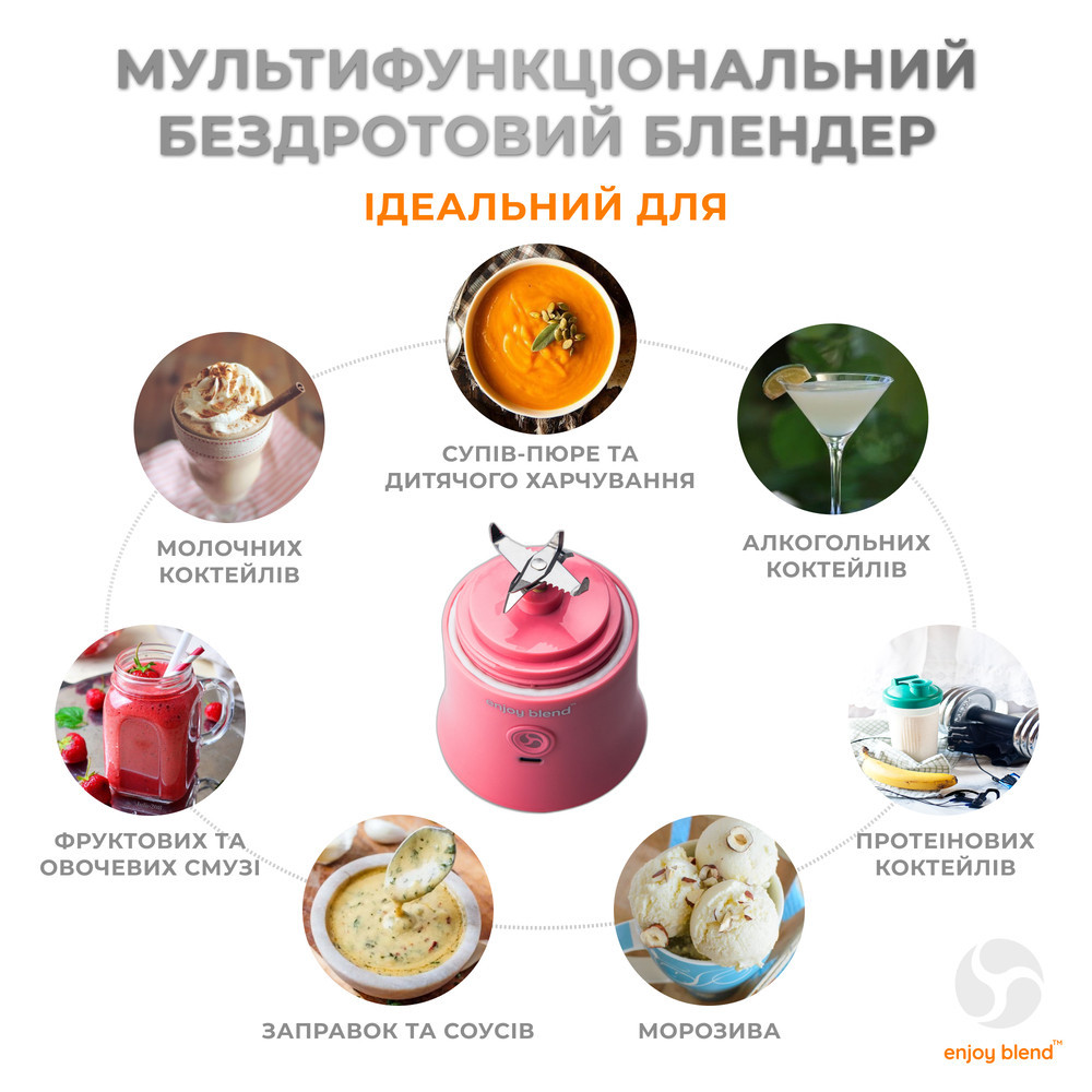 Портативный блендер ENJOY BLEND 63738399 розовый (коралловый) Киев - изображение 4