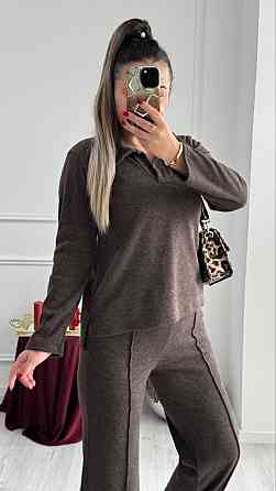 Жіночий базовий в'язаний костюм-двійка з ангори Шоколадний, 50/52 Одеса
