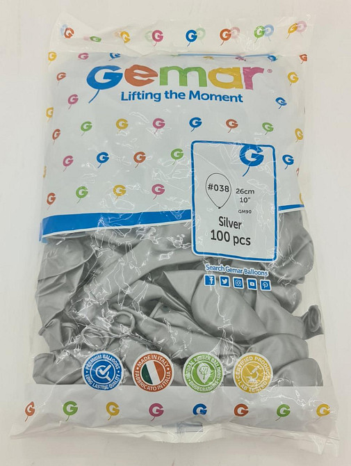 Повітряні кулі сталевий металік 10" (25 см) Gemar 100 шт (1 пач.) Харків - фото 3