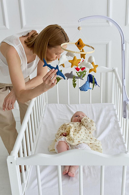 Дитячий мобіль на ліжечко для немовлят WoollyFox "Підводний світ: кит, акули, водорості" Київ - фото 4