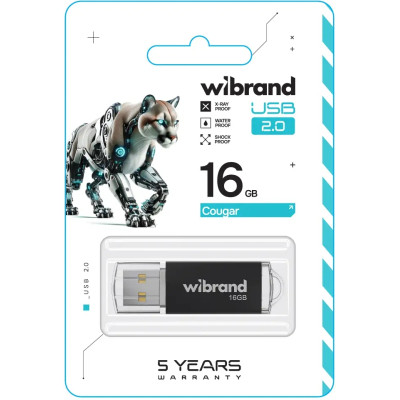 Накопичувач USB 16GB Wibrand Cougar Black USB 2.0 No Logo Вінниця - фото 2