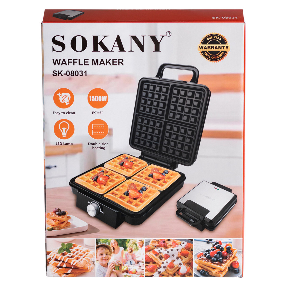 Sokany Вафельниця на 4 бельгійських вафлі з антипригарним покриттям Sokany SK-08031 Киев - изображение 10
