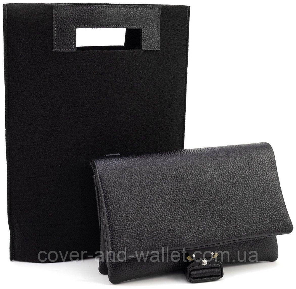 Стильная мужская барсетка через плечо из натуральной кожи в черном цвете Grande Pelle 731710 Киев - изображение 10