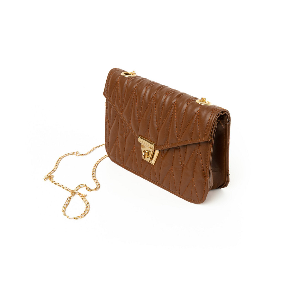 Сумка женская через плечо, сумочка калач со стеганым узором и ручкой-цепочкой, Коричневый Каменец-Подольский - изображение 3