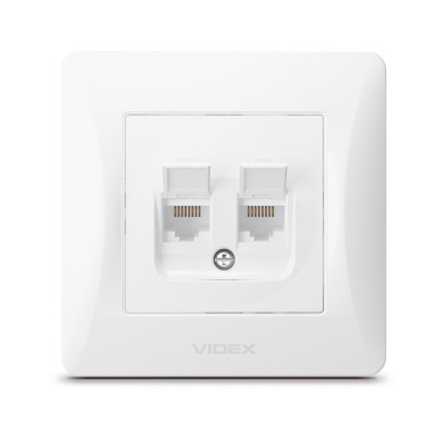 Комп&apos;ютерна розетка Videx BINERA CAT6+CAT6 (VF-BNSK2PC6-W) Вінниця - фото 1