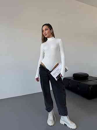 Женский стильный боди высококачественный турецкий рубчик-мустанг на флисе Белый, 46/48 Одесса