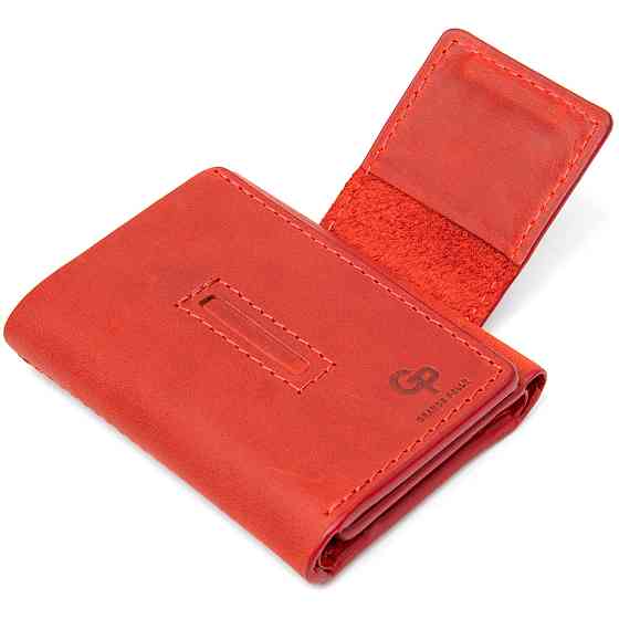 Матовое винтажное портмоне GRANDE PELLE 11459 Красный Киев