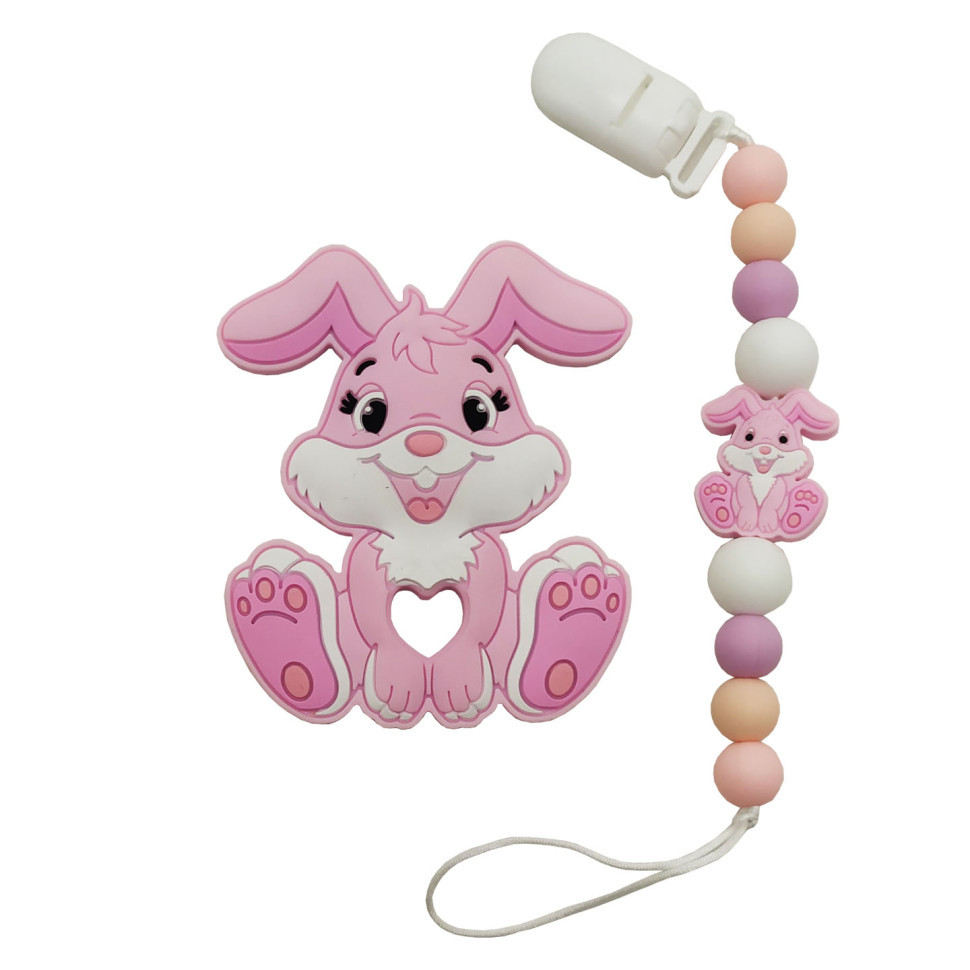 Прорезыватель WD210921 Зайчик силиконовые бусы Розовый Винница - изображение 1