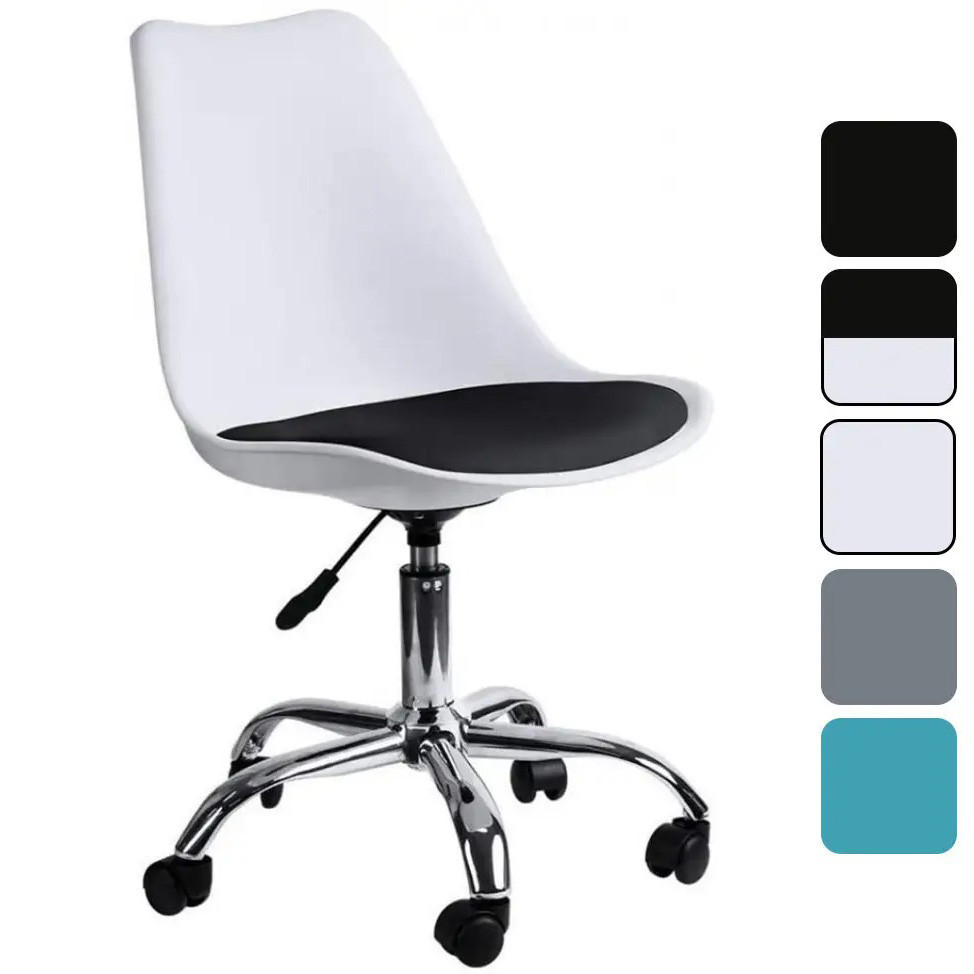 Кресло офисное компьютерное B-487 на колесиках рабочее для компьютера офиса дома Черно-белый Киев - изображение 1