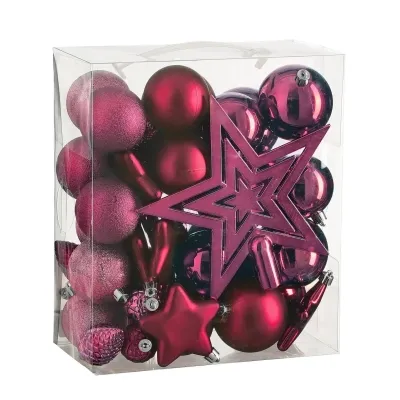 Ялинкова іграшка House Of Seasons Кульки і прикраси Пластик 40 шт D8 см D7 см D6 см Фуксія (8720967923649) Вінниця
