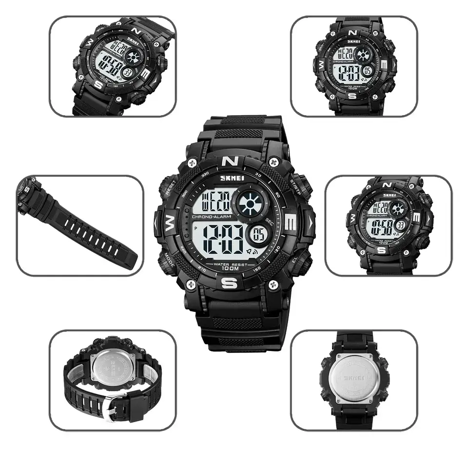 Чоловічий наручний кварцовий годинник Skmei 1887 (Чорний з білим циферблатом) Вінниця - фото 8