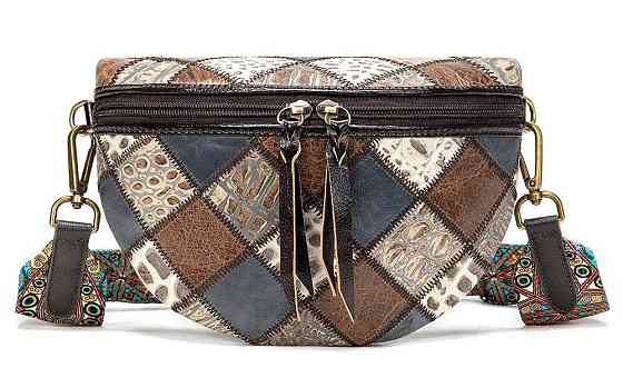 Жіноча поясна шкіряна сумка 20342 Vintage Різнокольорова Київ