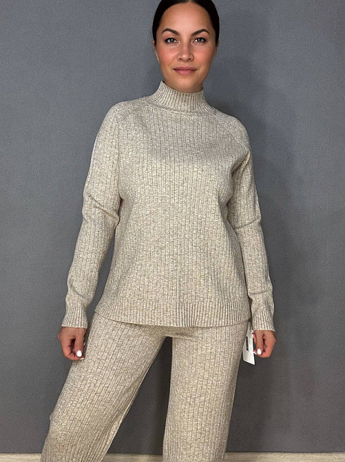 Костюм женский Accorddream 8703-28108 свитер с брюками в рубчик вязаный оверсайз, бежевый, one size Киев - изображение 15