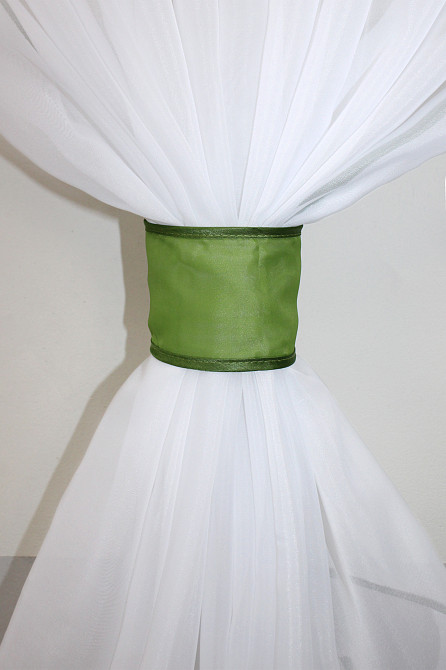 Кухонная занавеска VR-Textil № 114к ламбрекен и тюль оливковый с золотистым и белым 270х170 см (52-0611) Киев - изображение 3