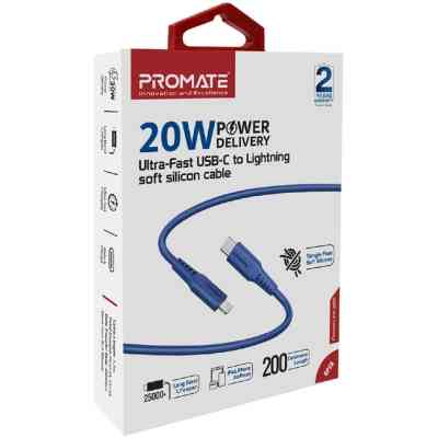 Дата кабель USB-C to Lightning 2.0m 3A PowerLink-200 blue Promate (powerlink-200.blue) Вінниця