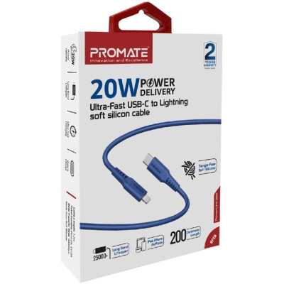Дата кабель USB-C to Lightning 2.0m 3A PowerLink-200 blue Promate (powerlink-200.blue) Вінниця - фото 2