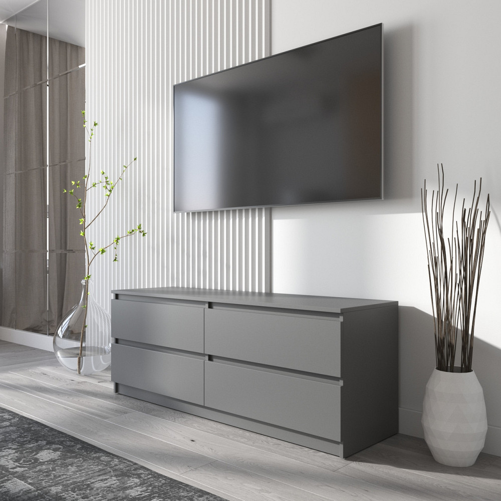 Тумба под телевизор VAYS R-6 Антрацит, 4 ящика без ручек, ЛДСП, 140×40×53 см Львов - изображение 1