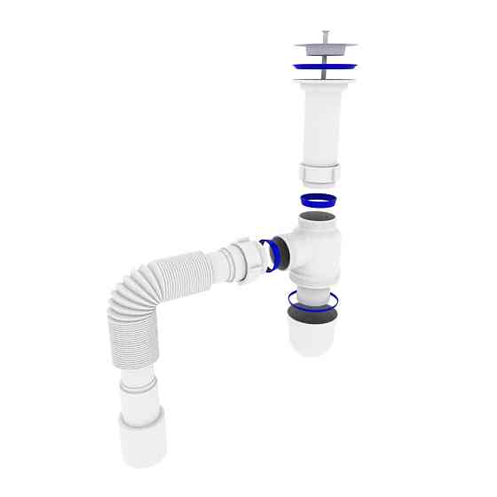 Сифон OPTIMUM 1 1/2″*40 з литим випуском та гофротрубою 40*40/50 OPTI-11043 (000029632) Київ