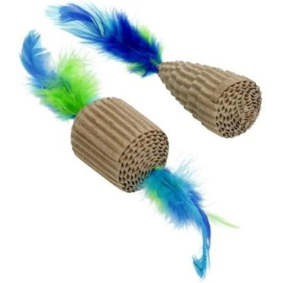Игрушка для кошек Hippie Pet Картонные с перьями синие 6-10 см, 2 шт (HIPCT2304099) Винница - изображение 1
