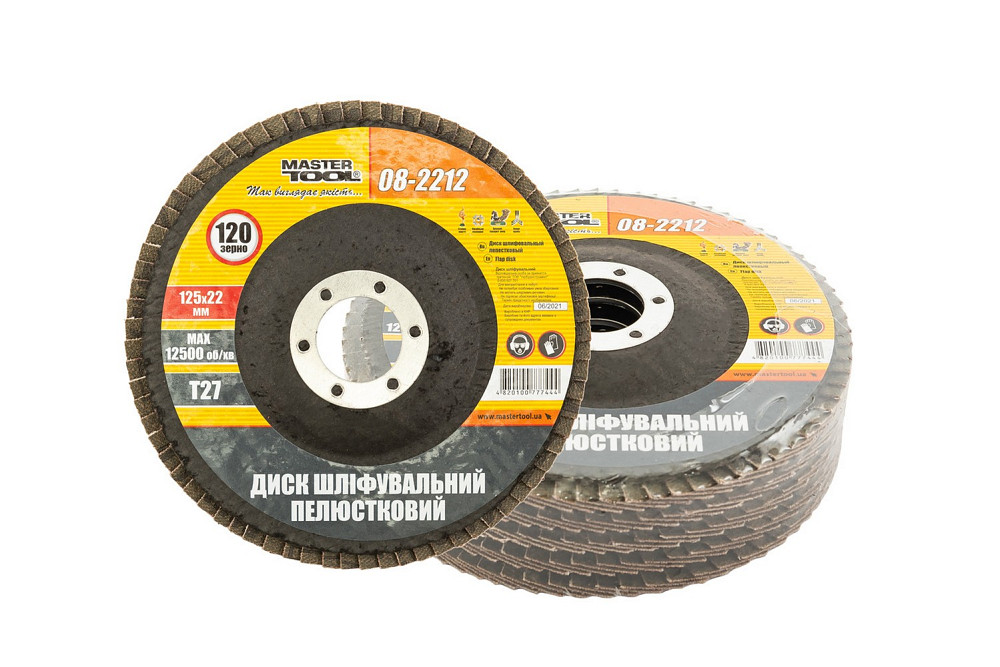 MASTERTOOL Диск шліфувальний пелюстковий MASTERTOOL Т27 зерно 120 125×22 мм 5 шт 08-2212PC Коломыя - изображение 1