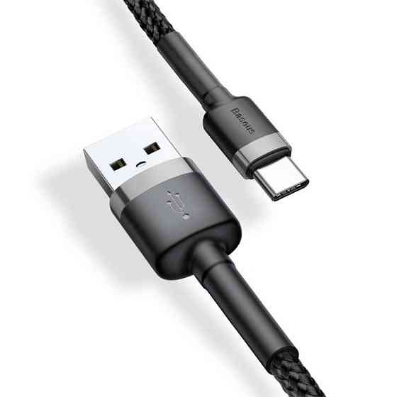 Кабель Baseus Cafule USB 2.0 to Type-C 2A 2M Черный/Серый (CATKLF-CG1) Киев