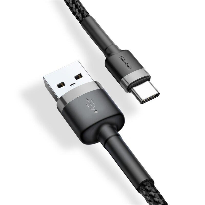 Кабель Baseus Cafule USB 2.0 to Type-C 2A 2M Черный/Серый (CATKLF-CG1) Киев - изображение 3