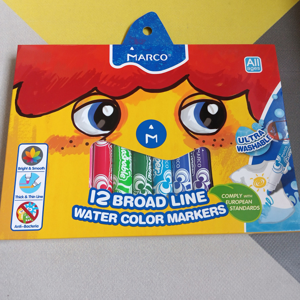 Фломастеры Marco Super Washable Jumbo толстые 12 цветов Киев - изображение 1
