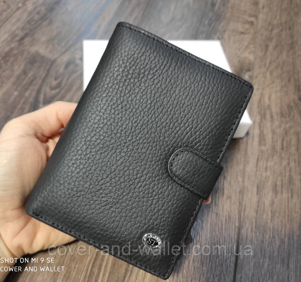 Мужское черное кожаное портмоне с отделением для документов ST Leather 101 Киев - изображение 9