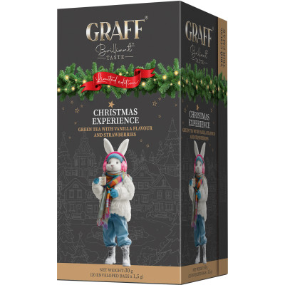 Чай Graff Christmas Experience Зелений байховий з полуницею та ароматом ванілі 20 саше по 1.5 г (4820279611396) Вінниця - фото 1