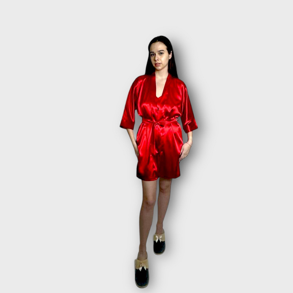 Комплект ночная рубашка с халатом Красный S Харьков - изображение 4