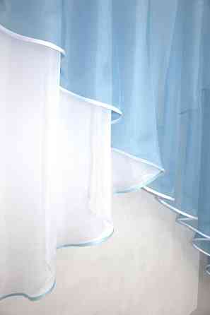 Кухонна фіранка VR-Textil № 053к білий з блакитним 280х170 см (52-0599) Київ