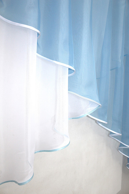 Кухонна фіранка VR-Textil № 053к білий з блакитним 280х170 см (52-0599) Київ - фото 4