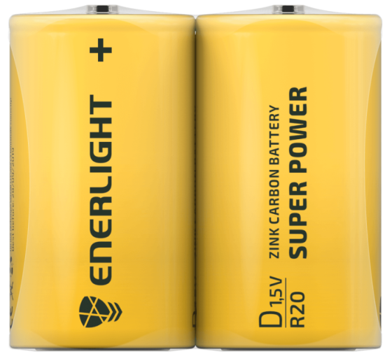 Батарейка бочка ENERLIGHT Super Power D 1.5V плівка 2 шт. Рівне