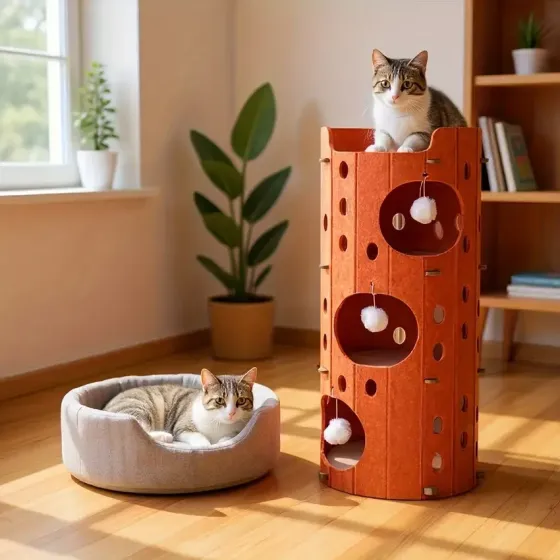 Башня для кошек с местом отдыха с мячами домик для любимцев кота из фетра Одесса